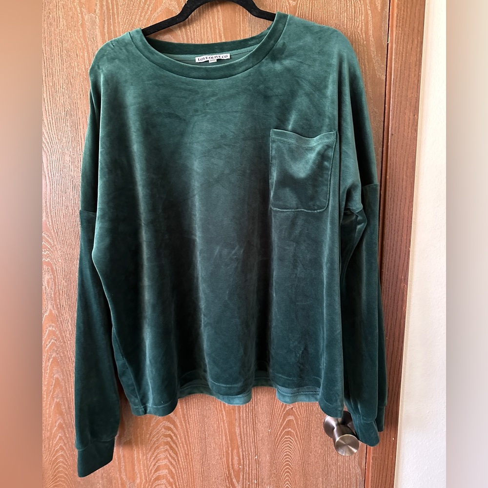 Cozy velvet emerald green sweater